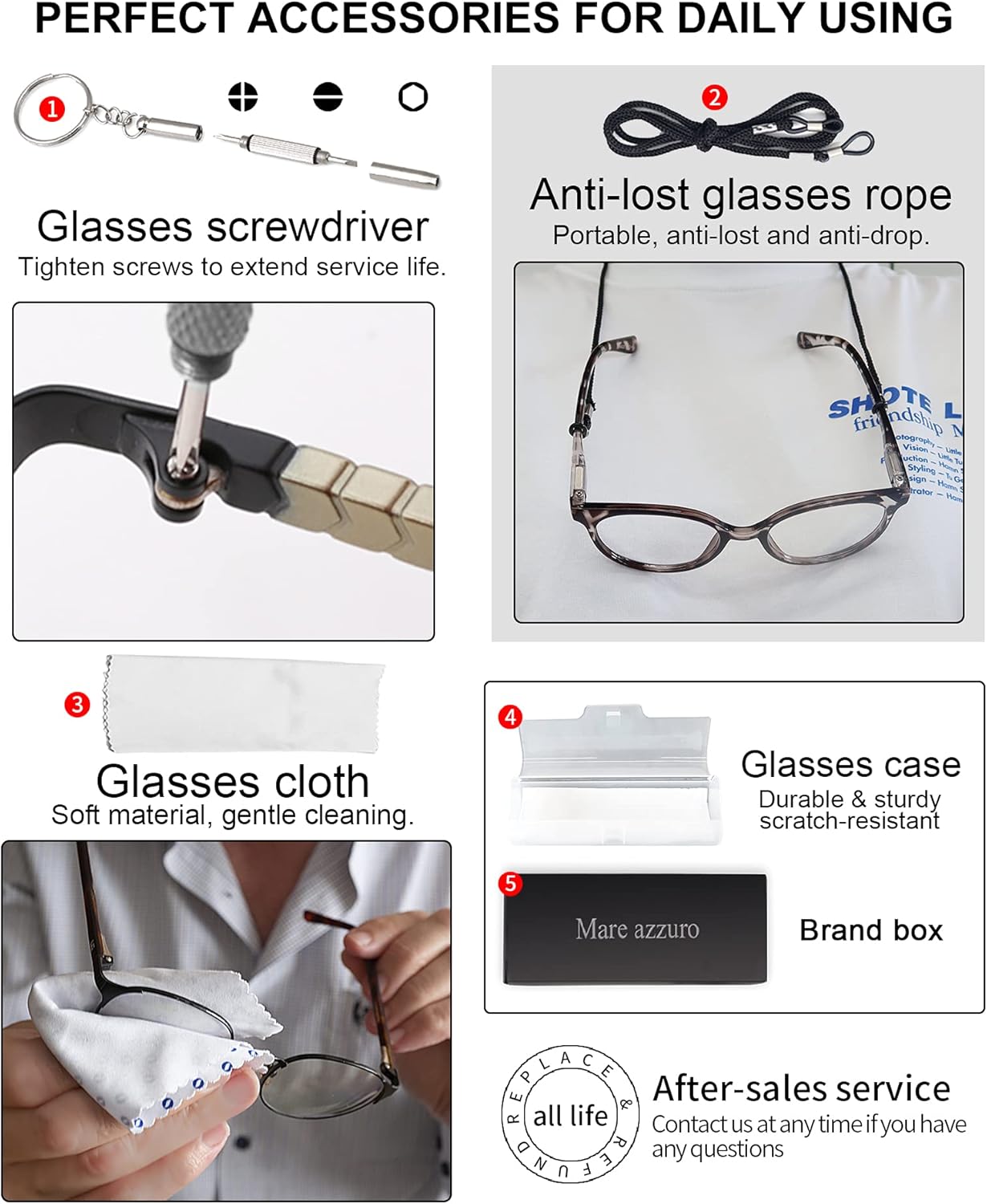 MARE AZZURO Square Reading Glasses Women Trendy Large Readers 1.00 1.50 2.00 2.50 3.00 3.50 (Blue, 200) - Image 6