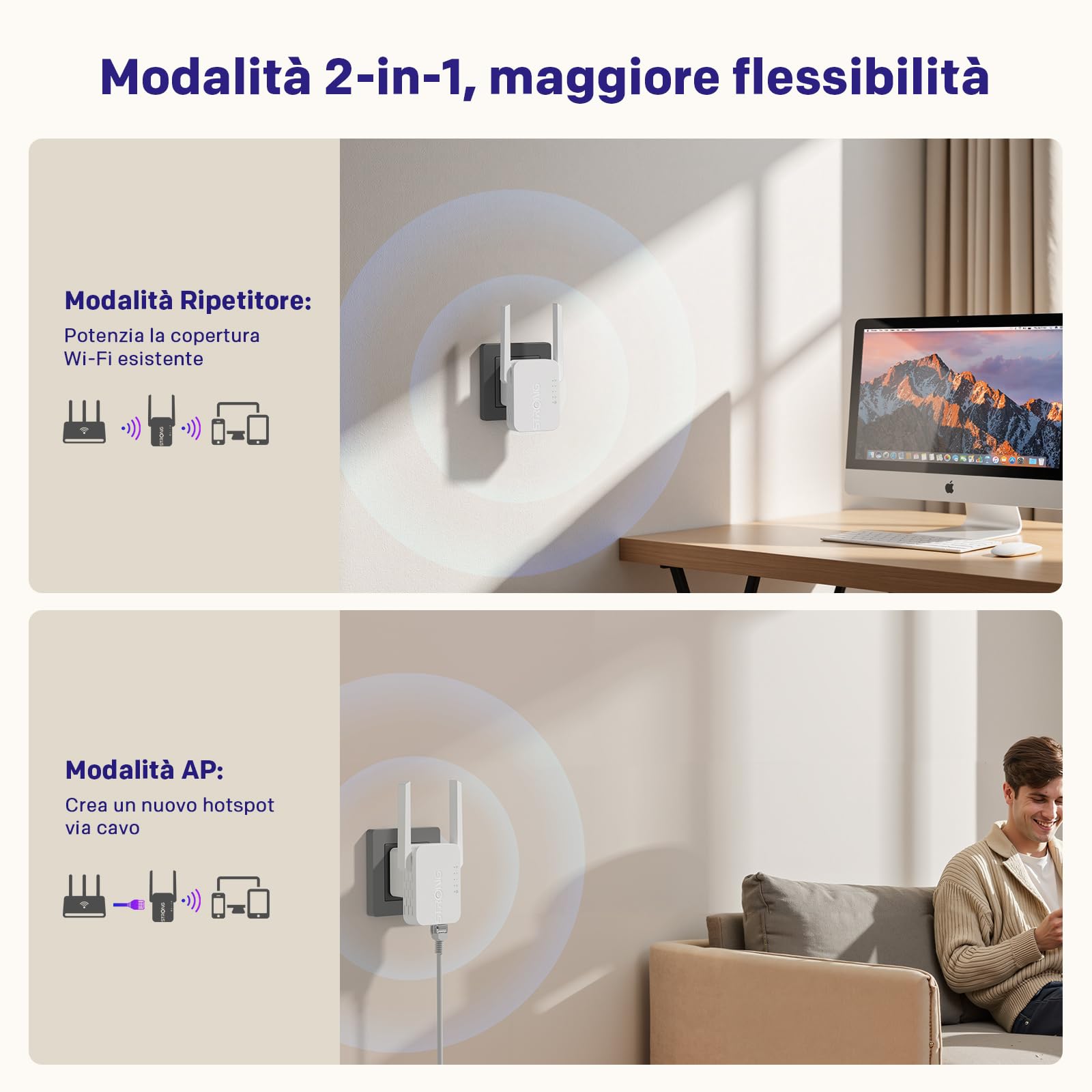 STRONG Ripetitore WiFi N300, Amplificatore WiFi Lunga Copertura