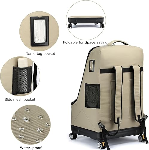 Miniatura 5 de TUGUAN Bolsa de viaje para asiento de automóvil para avión con ruedas giratorias, bolsas de asiento de automóvil para viajes aéreos con parte