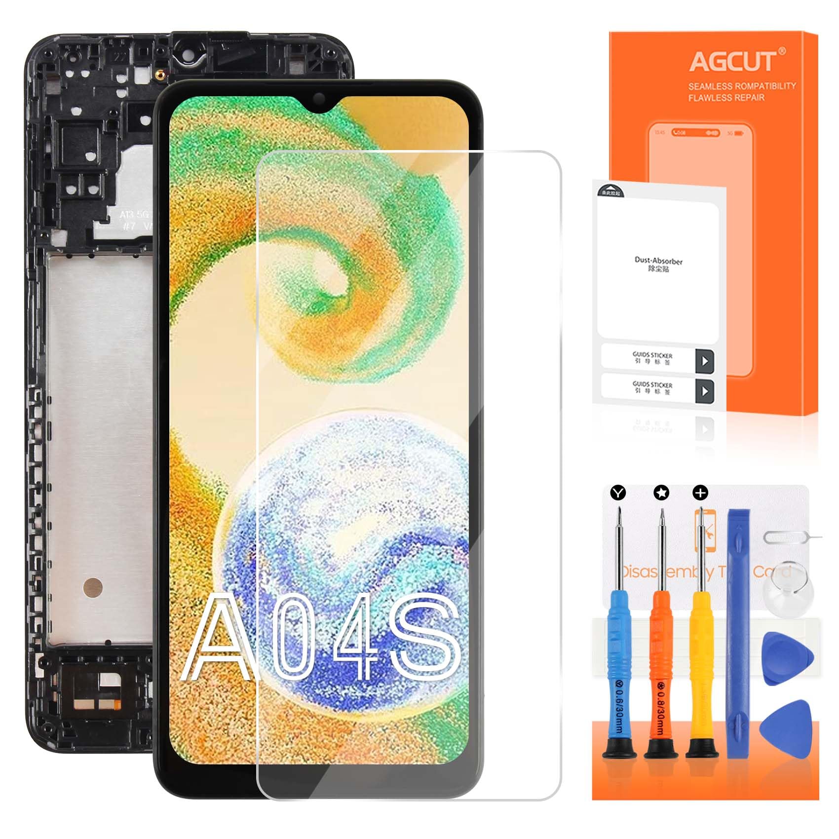 for Samsung Galaxy A04S Screen Replacement SM-A047M with Frame for Display Samsung A04S LCD for Galaxy A04S SM-A047M/DS SM-A047F/DS Screen Replacement
