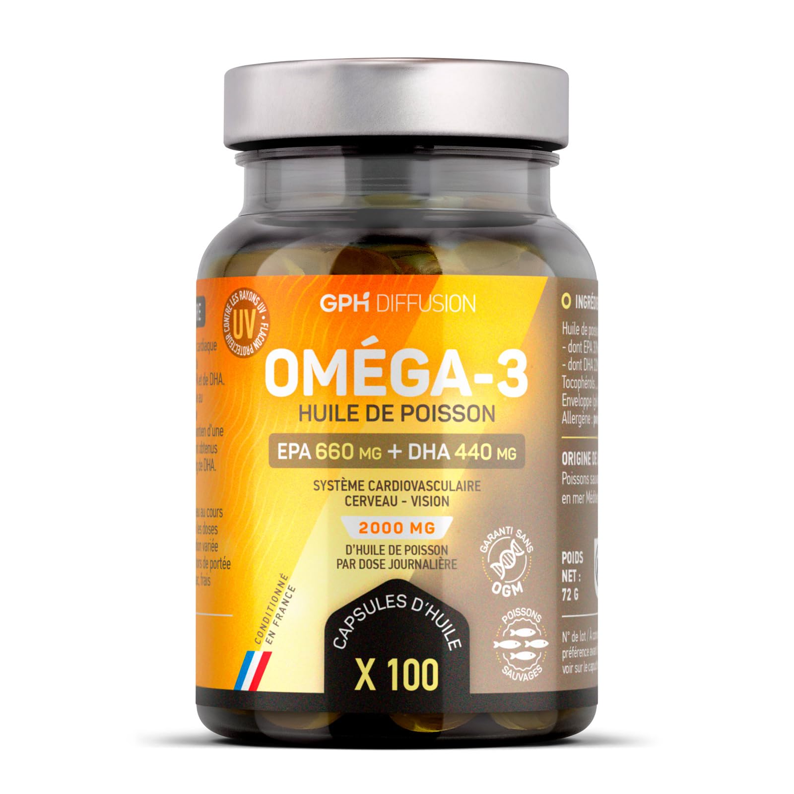 Oméga 3 - Huile de Poissons Sauvages - Cerveau - Vision - Coeur - EPA 660mg