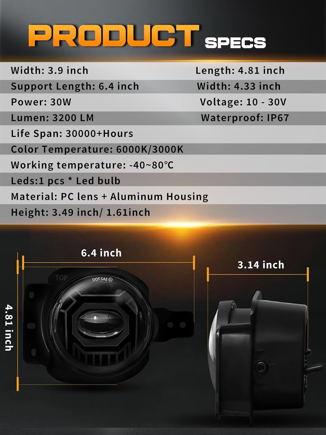 4 Inch Led Fog Lights Round with White Light Fog Lamps Fit for 2018-2025 Jeep Wrangler JL JLU Gladiator, DOT Approved Front Bumper Offroad Fog Lamps Accessories Replacement, Plug And Play