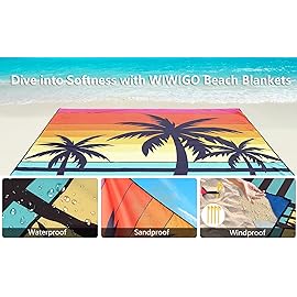 WIWIGO Beach Blanket Waterproof Sandproof Beach Mat 79 X 83/10\'x9\'for 2-8 Adults Quick Drying Outdoor Picnic Mat Beach Accessories for Travel, Camping, Hiking