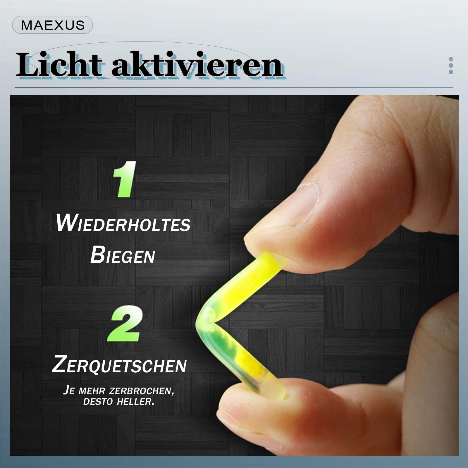 MAEXUS® Świetliki wędkarskie, 40 szt., świecące pręty wędkarskie, zielone 4,5 x 37 mm, świecące boje wędkarskie, świetlik LED, do wędkowania nocnego