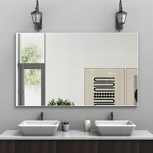 Miniatura 10 de WONSTART Espejo de pared grande negro moderno, 36 x 24 pulgadas, marco de aluminio rectangular, espejo para colgar en la pared horizontal o vertical