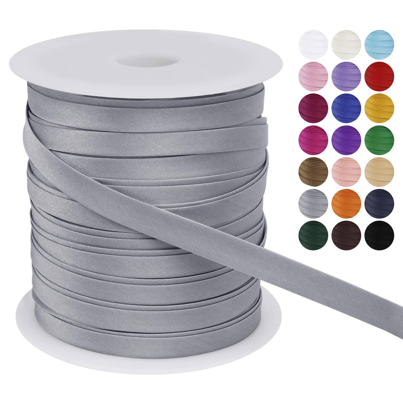 LEREATI Satin Bias Binding Tape for Sewing 2/5 Inch x 50m Sewing Bias Tape Double Fold