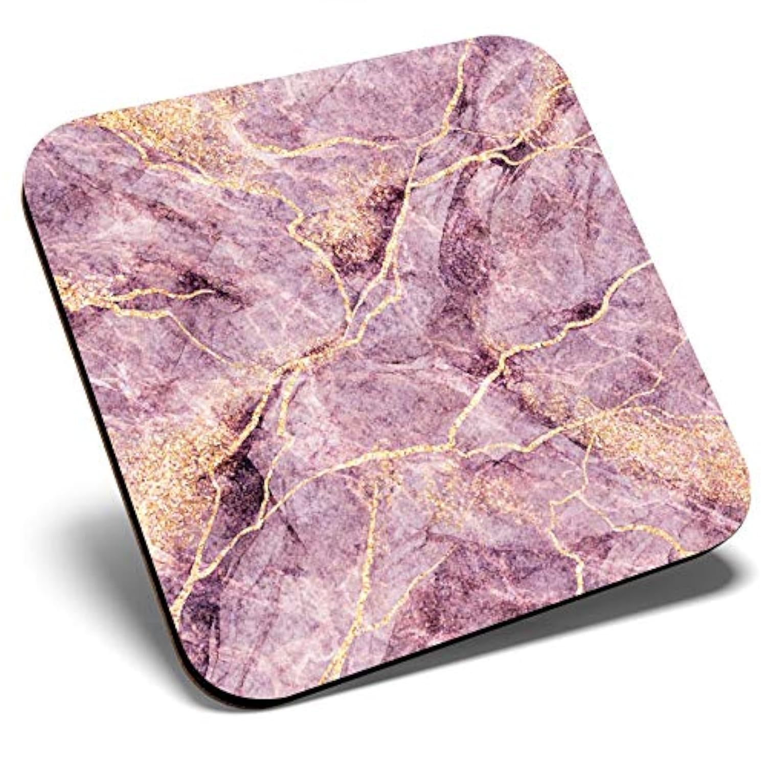 Great Single Coaster Square - Marble Art Pink Purple Rock Effect |Glossy Quality Coasters | Tabletop Protection for Any Table Type #21155