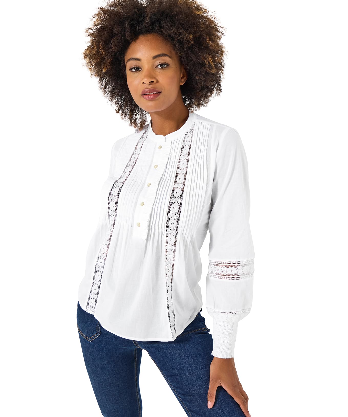 Joe Browns Women's Lace Trim Blouse, White, 10