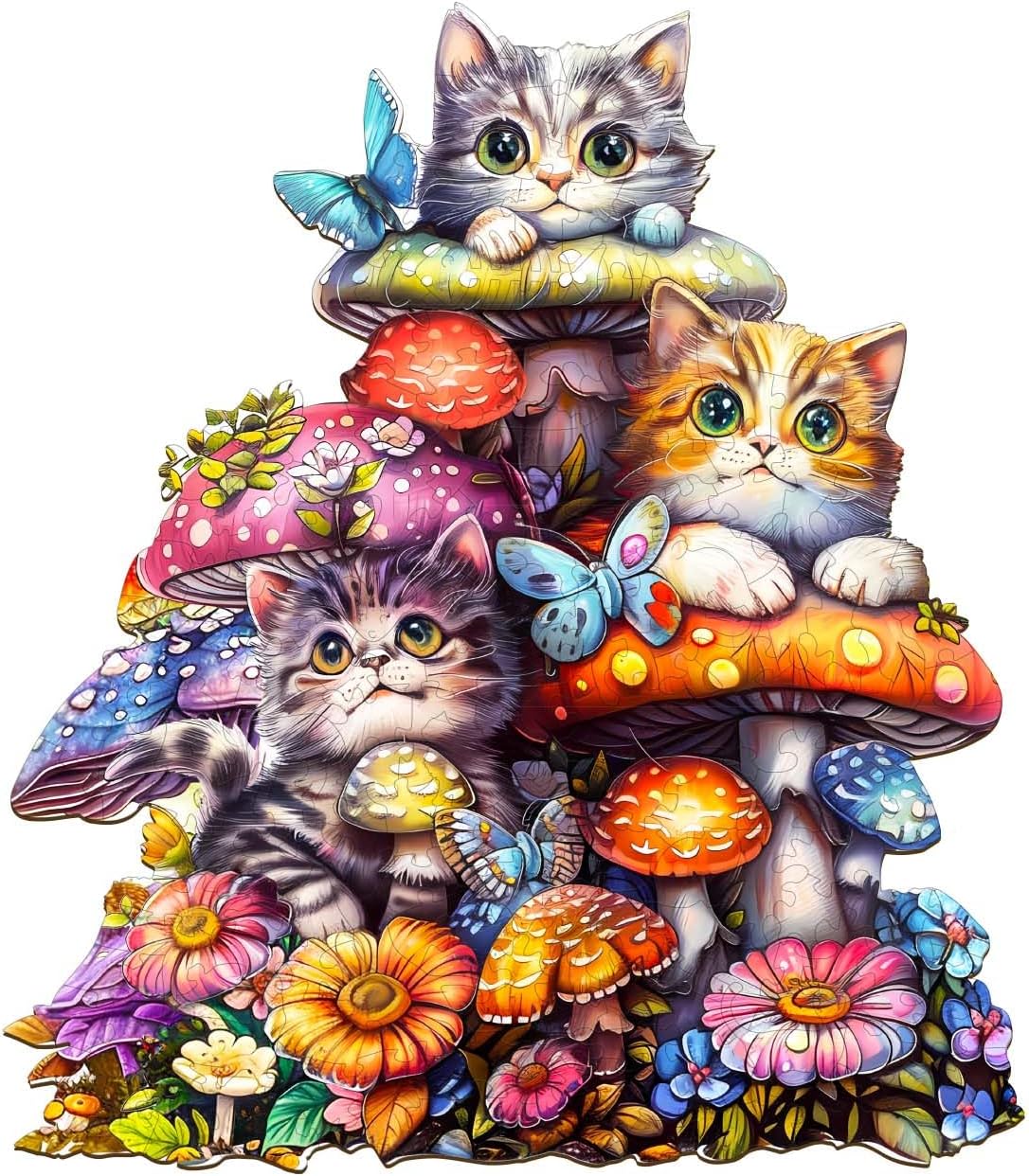 Wooden Puzzles for Adults, Mothers Day Puzzle-Cat Family Wood Puzzles Adult, Unique Shaped Wooden Jigsaw Puzzle, Creative Gifts for Friends/Family/Puzzle Lovers, Home Decor(M-11.4 * 10.2in 170pcs)