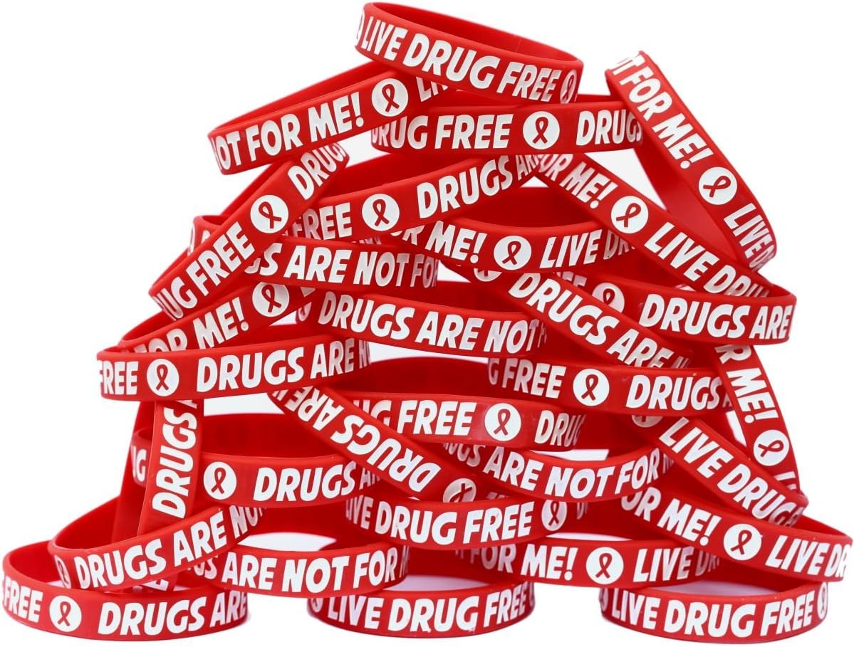 200 Red Youth Size Live Drug Free Bracelets - Red Ribbon Week Wristbands