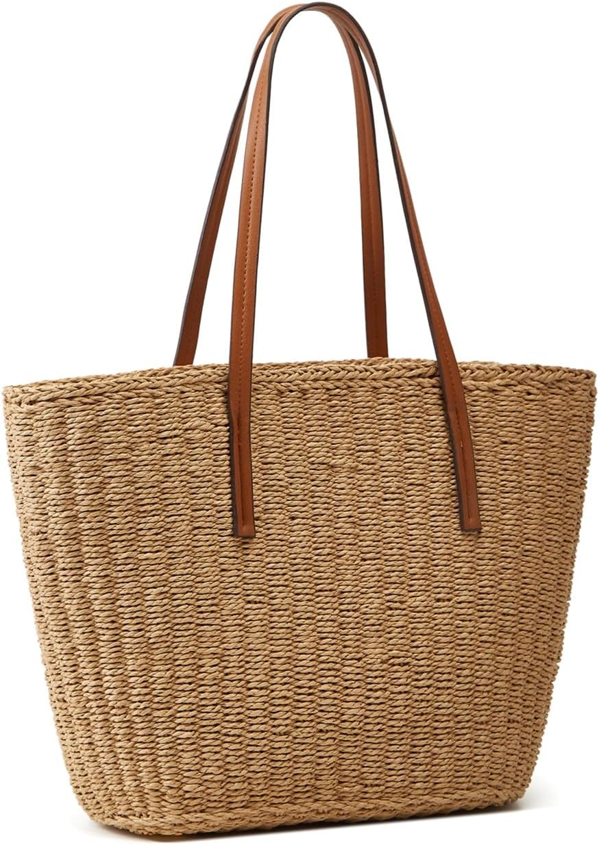 Epsion straw beach bags tote with tassels and pom poms.