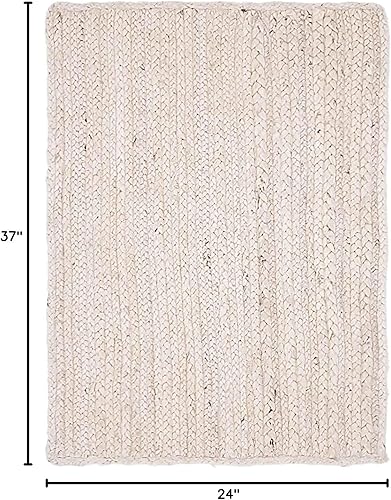 Miniatura 2 de Unique Loom Colección de Yute Trenzado - Alfombra de Dhaka (2' x 3' 1" Rectangular, Blanco)