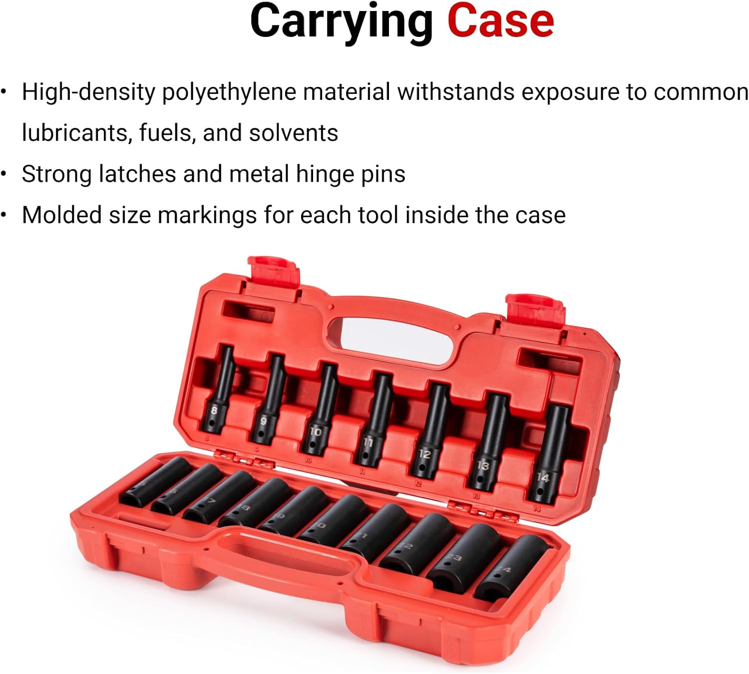 TEKTON 1/2 Inch Drive Deep 12-Point Impact Socket Set with Case, 17-Piece (8-24 mm) | SID92339
