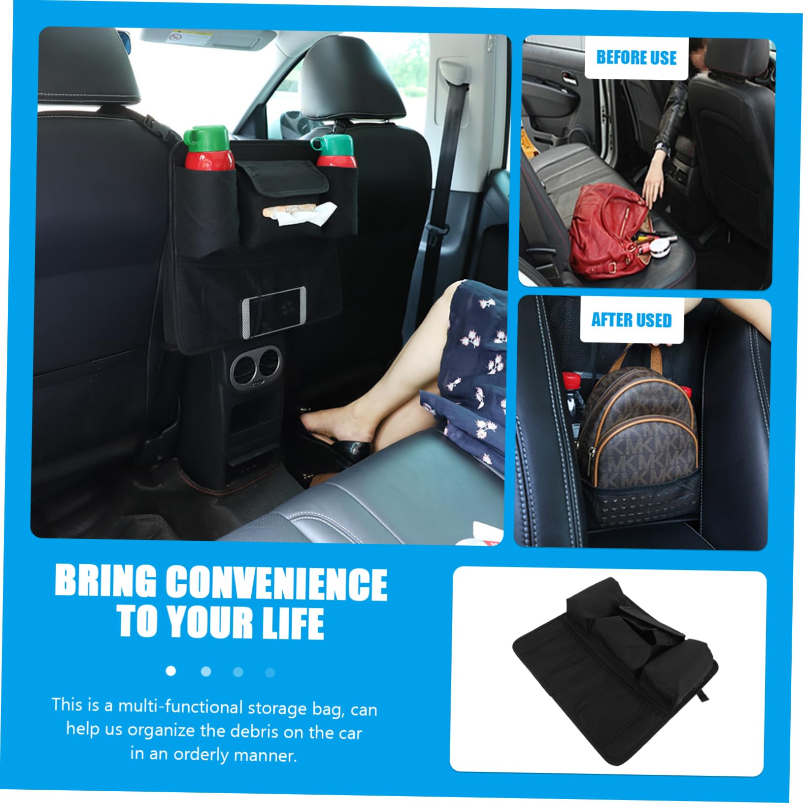 Auto Rücksitz Organizer 1 Stück aus Oxford Gewebe Schwarz