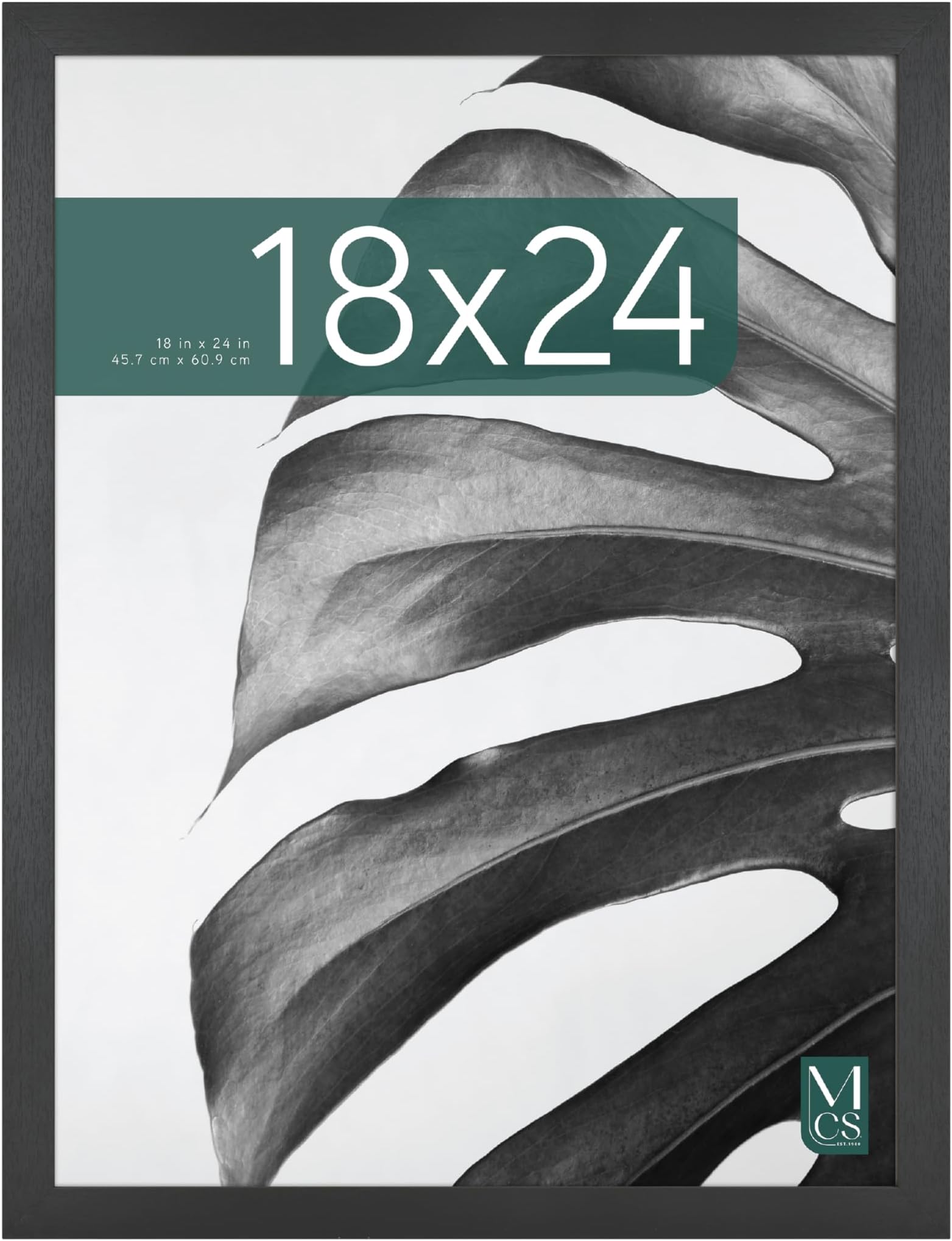 MCS Studio Gallery 18x24 Poster Frame Black Woodgrain Engineered Wood, Vertical & Horizontal Wall Hanging Large Picture Frame for Photos, Posters & Art Prints (1-Pack)