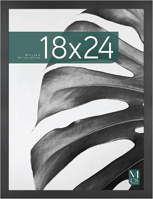 MCS Studio Gallery 18x24 Poster Frame Black Woodgrain, Vertical & Horizontal Wall Hanging Large Picture Frame for Photos, Posters & Art Prints (1-Pack)