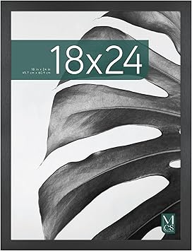 MCS Studio Gallery 18x24 Poster Frame Black Woodgrain, Vertical & Horizontal Wall Hanging Large Picture Frame for Photos, Posters & Art Prints (1-Pack)