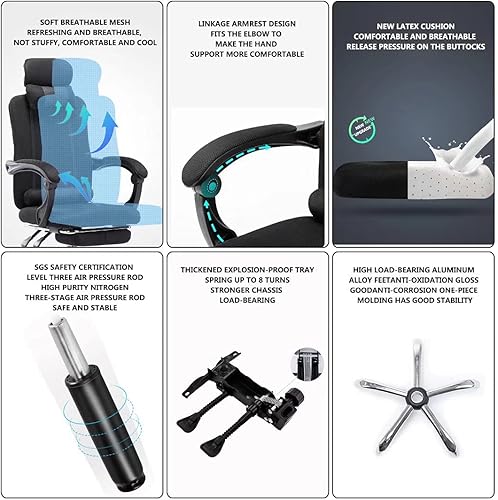 Miniatura 6 de Sillas de oficina para personas pesadas, sillas de malla para escritorios de oficina, sillas de escritorio de computadora con soporte trasero,