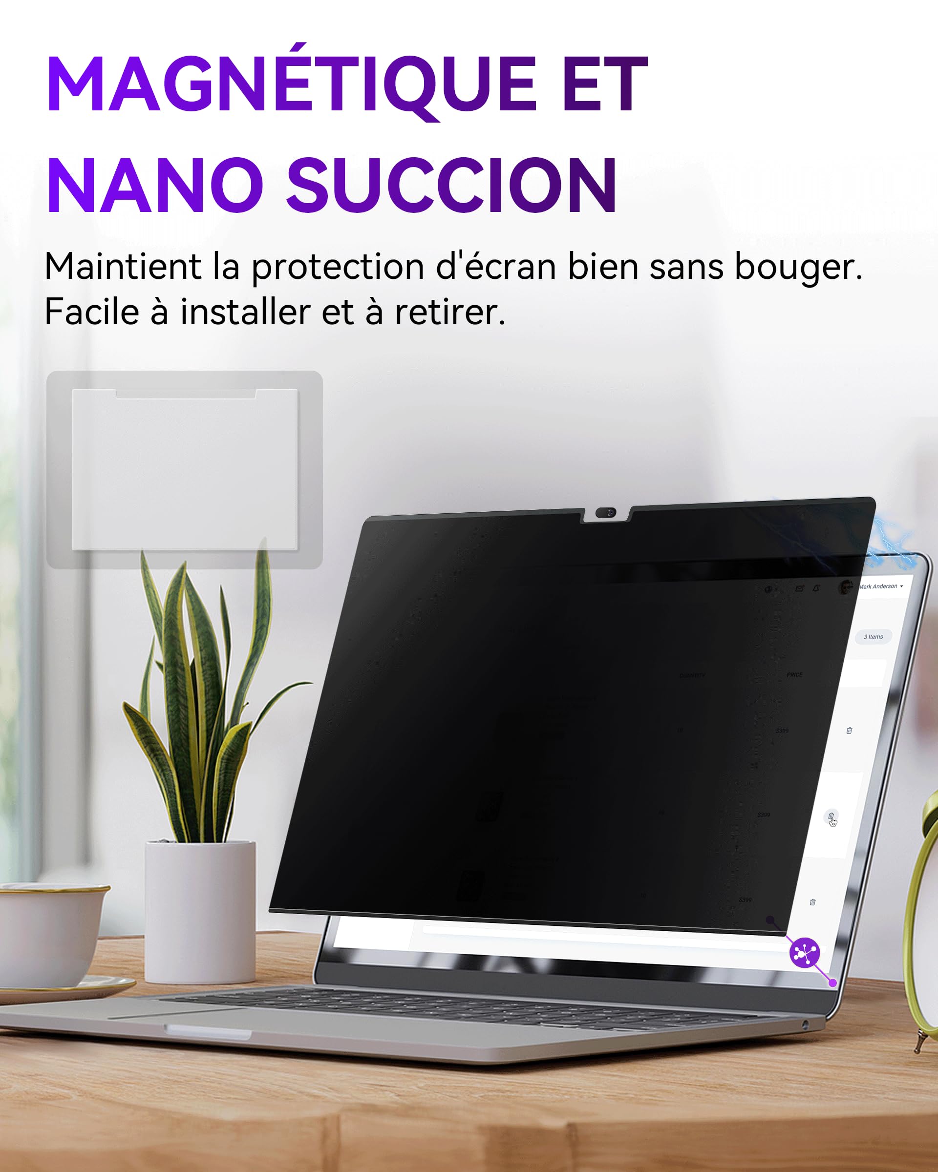 Filtre de Confidentialité Magnétique pour MacBook Pro 16 Pouces (2021-2026, M1-M5 Pro/Max), Anti-Espion et Anti-Lumière Bleue