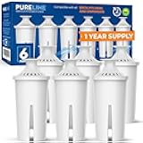 Pureline Replacement for Brita® Filter, Pitchers and Dispensers, Classic 35557, OB03, Mavea® 107007, Replacement for Brita® Pitchers Grand, Lake, Capri, Wave and More (6 Pack)