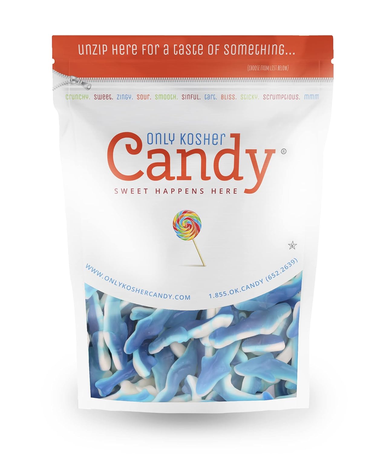 Only Kosher Candy Gummy Sharks Blue Dolphin Gummies