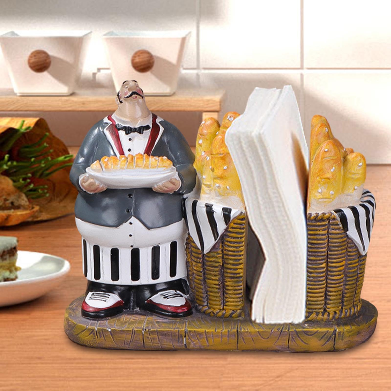 Statuetta da Chef, Scultura da Chef, Statuetta Decorativa da Chef, Ornamento da Cuoco per Decorazioni da Cucina, Piano di Lavoro, Tavolo, Stile E