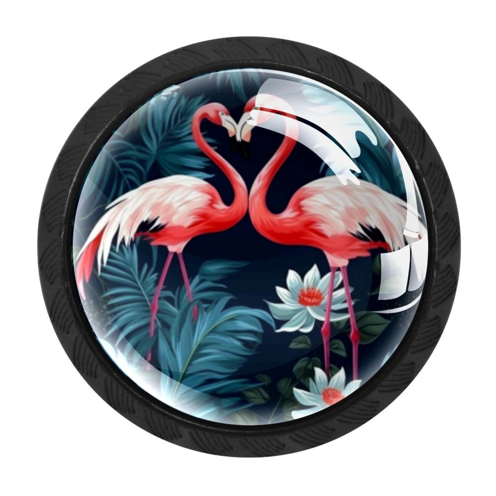 Chenzzzz Multicolored 09 4 Pack Cabinet Handles Black Flamingo Rainforest Cabinet Knobs Draw