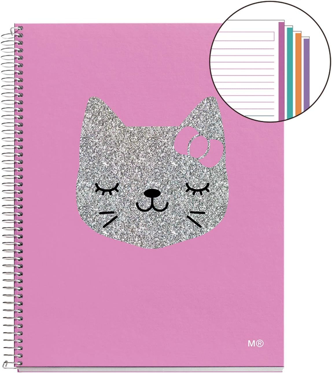 120 Sheets Horizontal Interior 4 Colours Pink MIQUELRIUS 48236 A5 Spiral Notebook Hard Cover