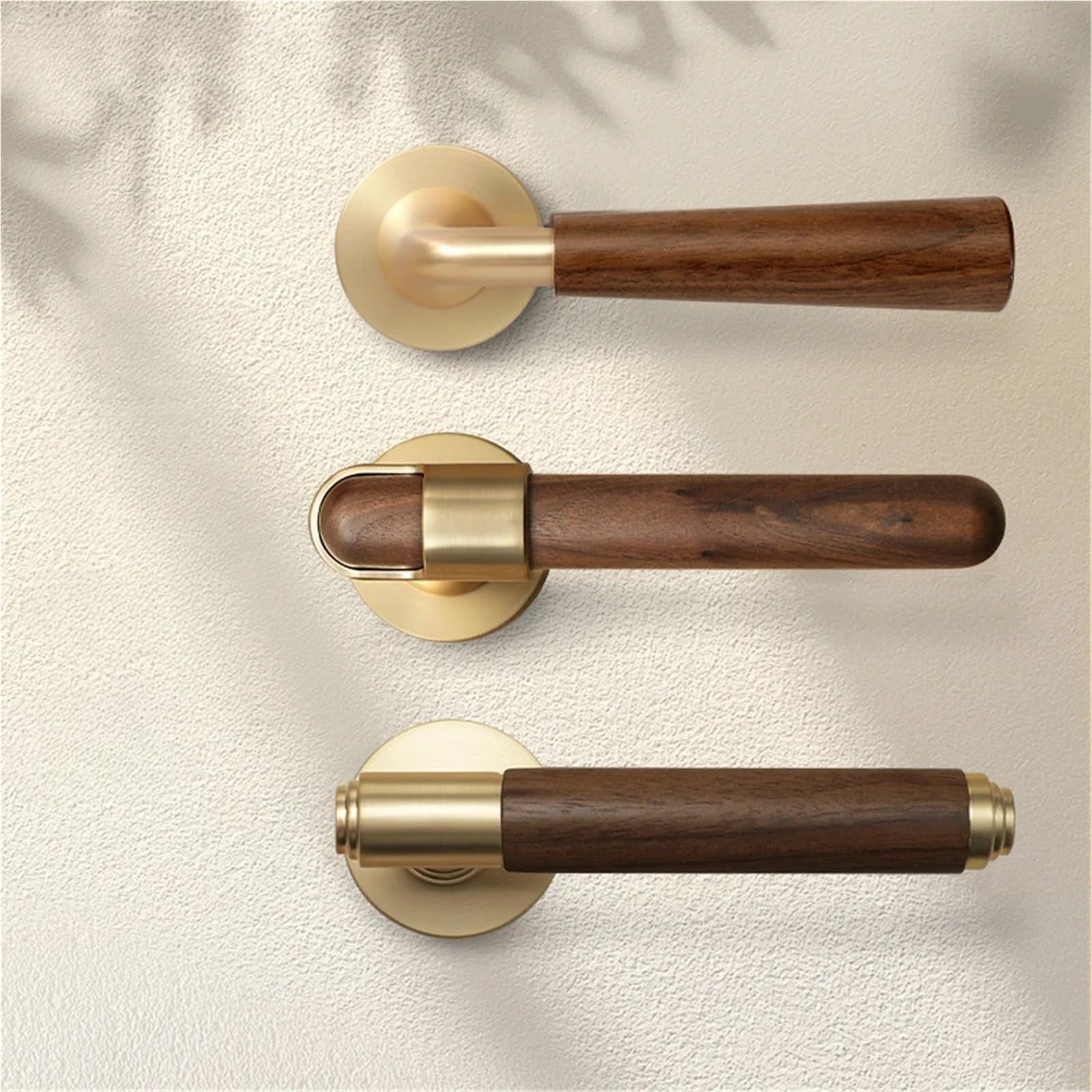 Compatible con cerraduras for puertas de madera de nogal, manilla de estilo retro for dormitorios con función silenciosa for puertas interiores.(Brushed copper A)