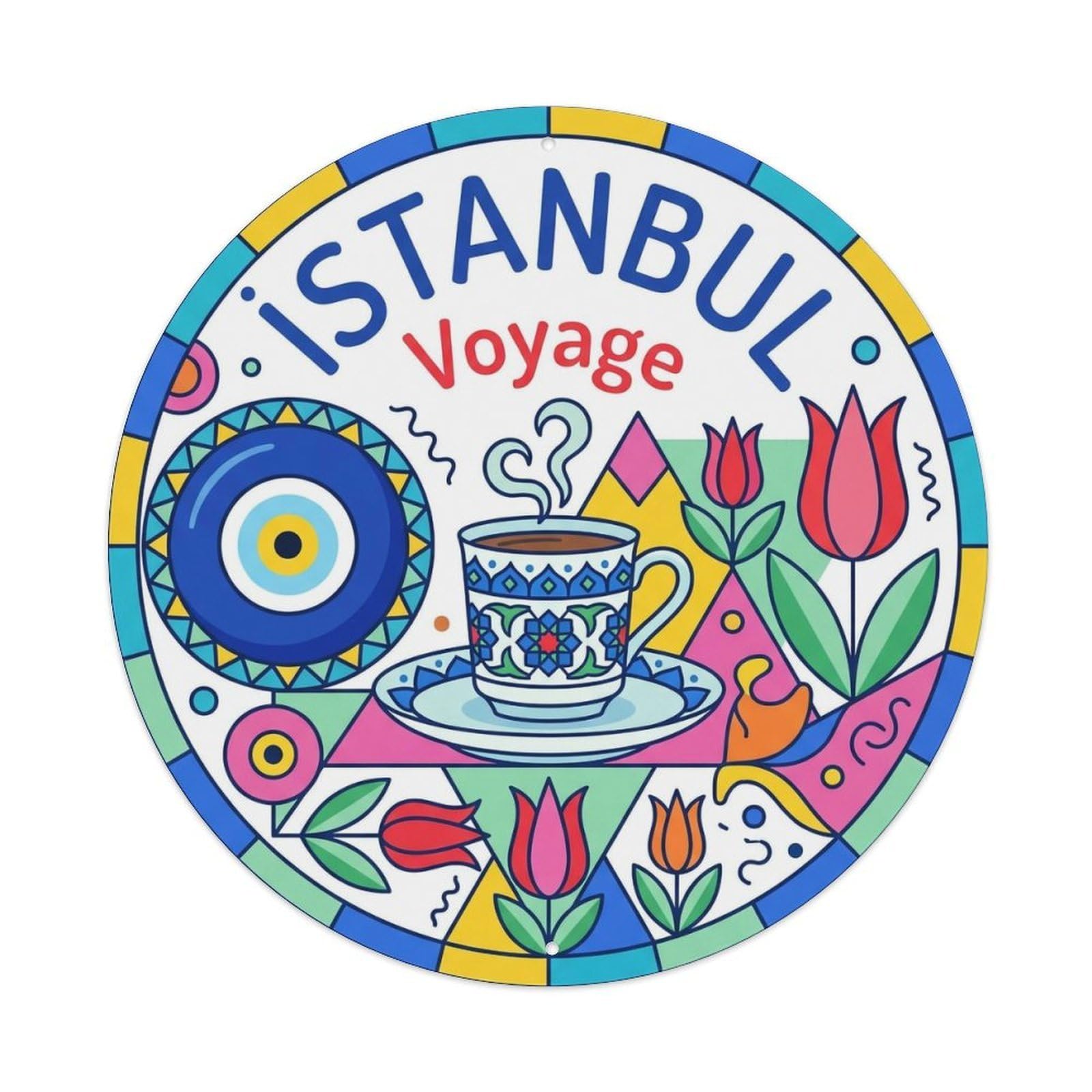 Vintage Travel Istanbul Turkey Voyage Vintage Metal Tin Sign Plaque Wall Decor for Cafe, Club Bar, Office, Garden Metal Poster 8x8Inch