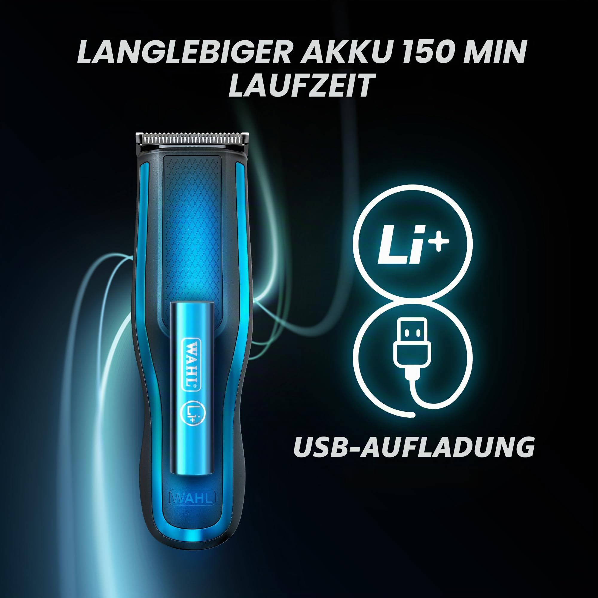 WAHL Self Clip 360 Clipper Kit - Haarschneidemaschine, kabellos, schwarz, 10 Aufsteckkämme, USB-Aufladung, langlebiger Akku, zur Heimanwendung, abwaschbarer Schneidsatz, guter Grip, sehr leicht