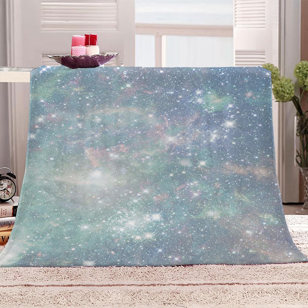 Manta De Franela De Microfibra 150X200Cm Manta De Felpa Suave Para Sofá Cama 3D Colorido Paisaje De Cielo Estrellado Impresión Patrón Manta Polar Invierno Gruesa Y Esponjosa Caliente Transpirable