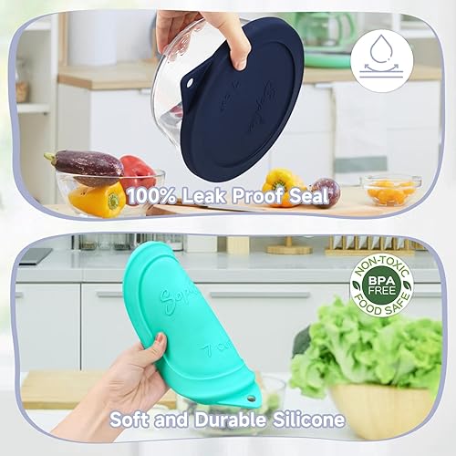 Miniatura 4 de Sophico Sophico - Tapas redondas de silicona de repuesto para Anchor Hocking y Pyrex 7402-PC 67 tazones de vidrio (contenedor no incluido) (azul,