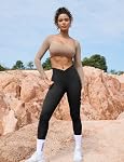 YEOREO Workout Leggings with Pockets for Women V Cross Waist Scrunch Charm Leggings No Front Seam Gym Yoga Pants