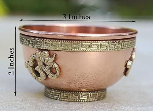 Miniatura 4 de Recipiente de cobre para quemador de incienso (3 pulgadas, Om)