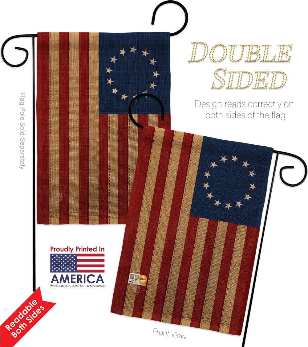 Heritage Betsy Ross Burlap Garden Flag Americana US Historic July Memorial Veteran Independence United State American Small Decorative Gift Yard House Banner Double-Sided Made In USA 13 X 18.5