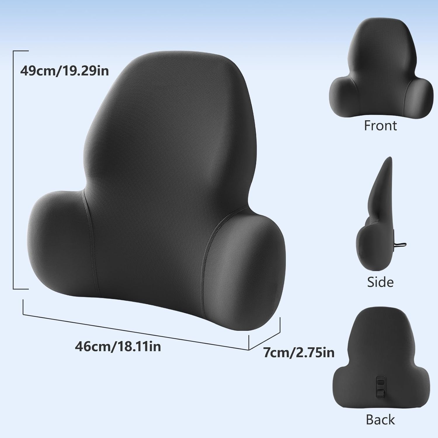 Lumbar Support Pillow with Fixed Chuck | Ergonomic Memory Foam Cushion | Washable Cover | Back Pain Relief & Posture Improvement | Fits Car/Office/Gaming Chairs/Wheelchairs & Home