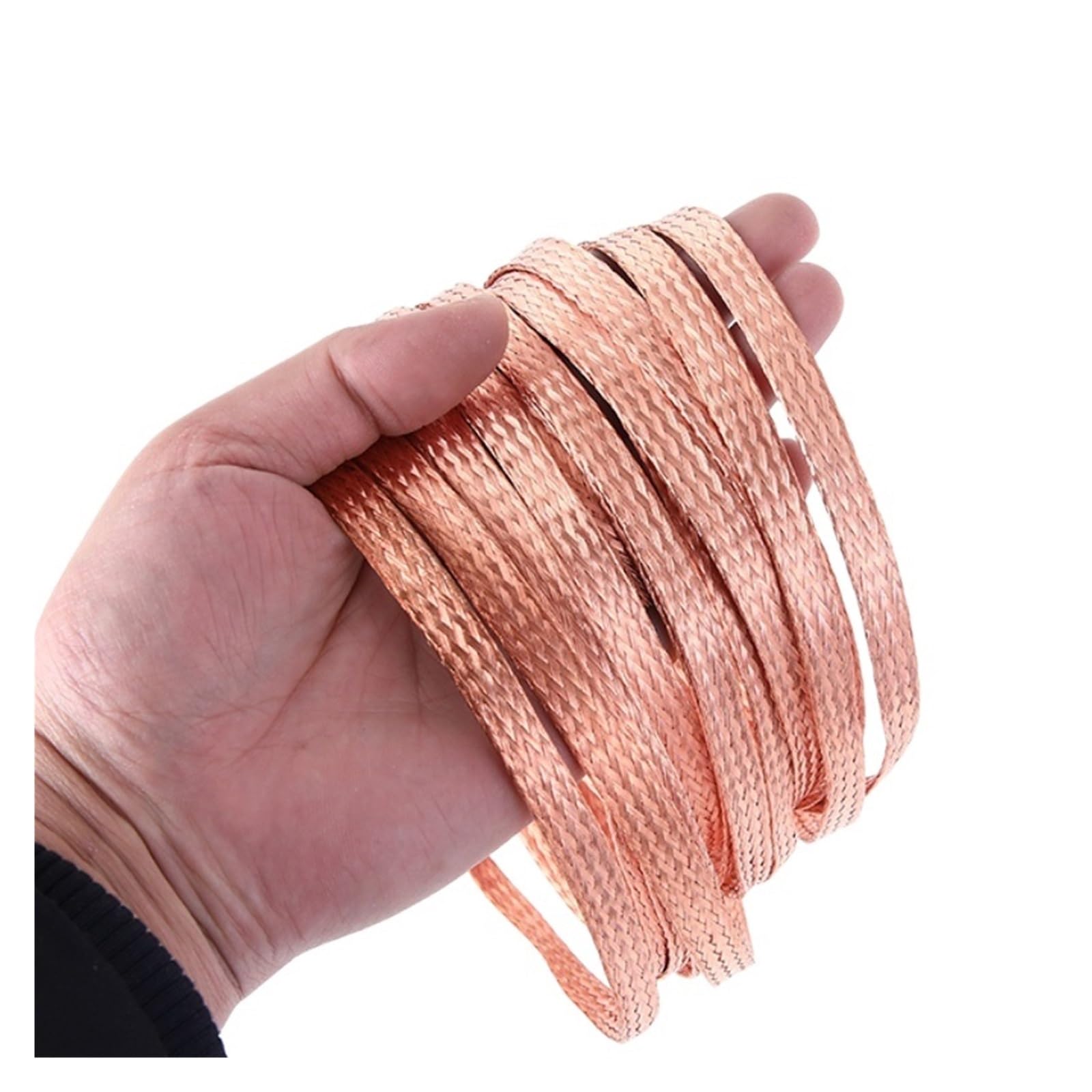 Geflochtenes Erdungsband, Bleidraht, geflochten, aus reinem verzinntem Kupfer, 10 Meter, Metallmantel, Signalkabel, geschirmt, 1,5 bis 12 mm², Breite 4 bis 20 mm (Kupfer, 8 mm Breite 4 mm²)