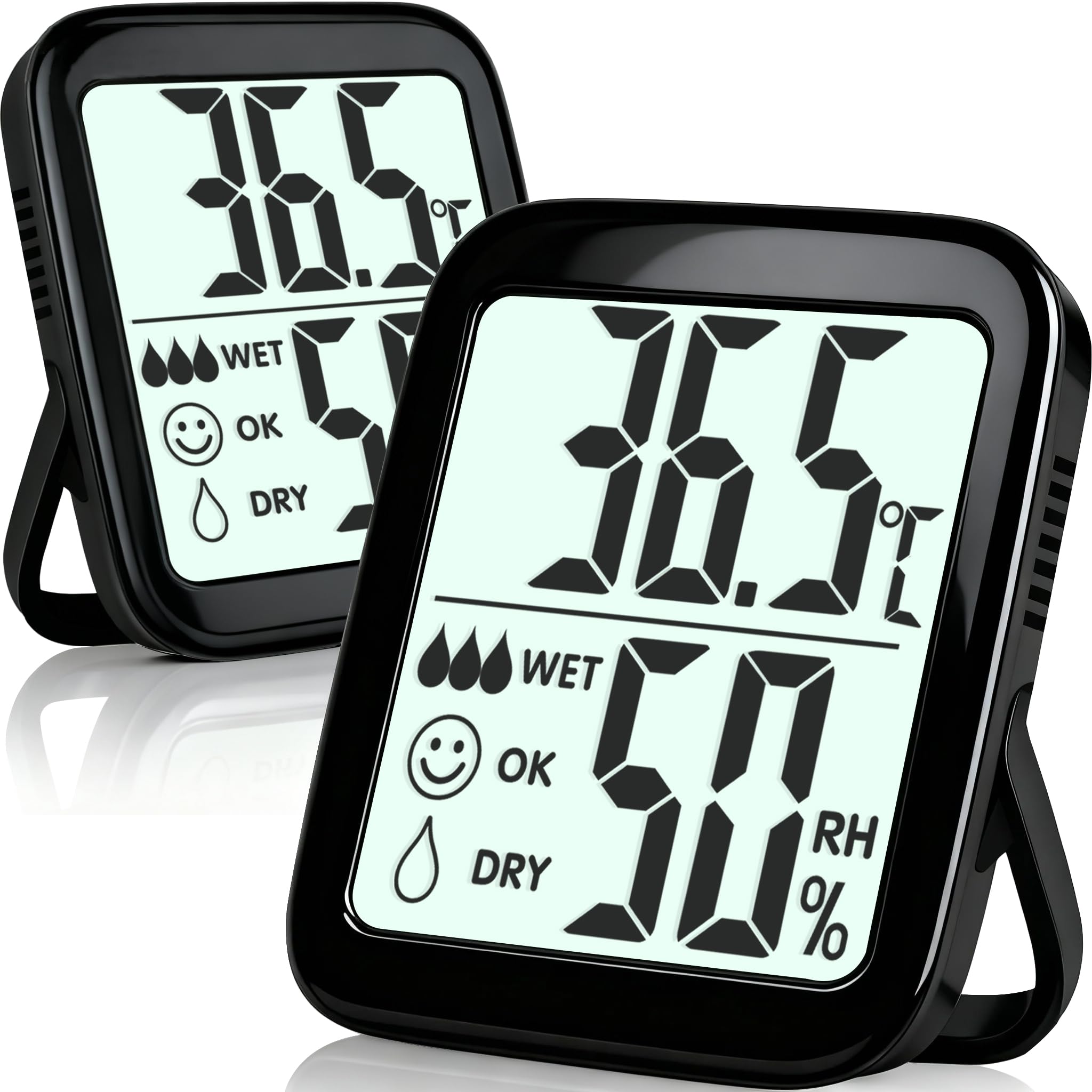 Antonki 2 Pack Room Thermometer for Home Indoor Hygrometer Humidity Meter Gauge Digital Temperature and Humidity Sensor Monitor for House Terrarium Incubator Greenhouse - Battery Included