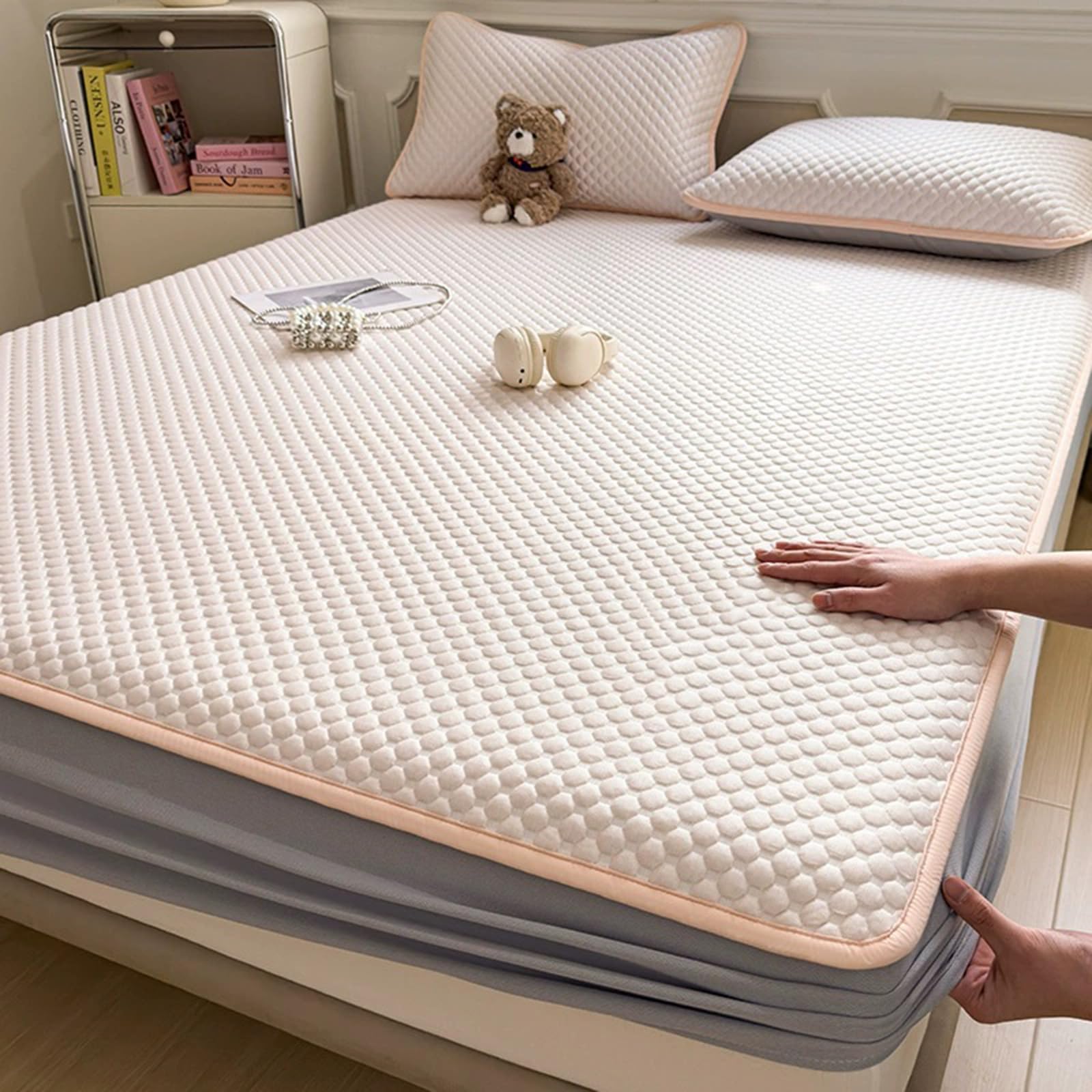 Set di 3 coprimaterassi rinfrescanti Queen – 3D Ice Bead Cooling, morbido e traspirante per chi dorme al caldo (180 x 200 cm + 2 federe)