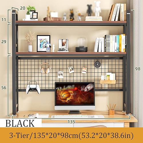 Miniatura 2 de Estantería de escritorio de 2 niveles y 3 niveles para escritorio de computadora, organizador de libros de encimera de madera, estante de exhibición