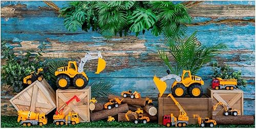 Miniatura 7 de Kate Vehículo de ingeniería de juguete de 7 x 5 pies, decoración de coche, fondo de estudio fotográfico, color azul, primavera, plantas verdes,