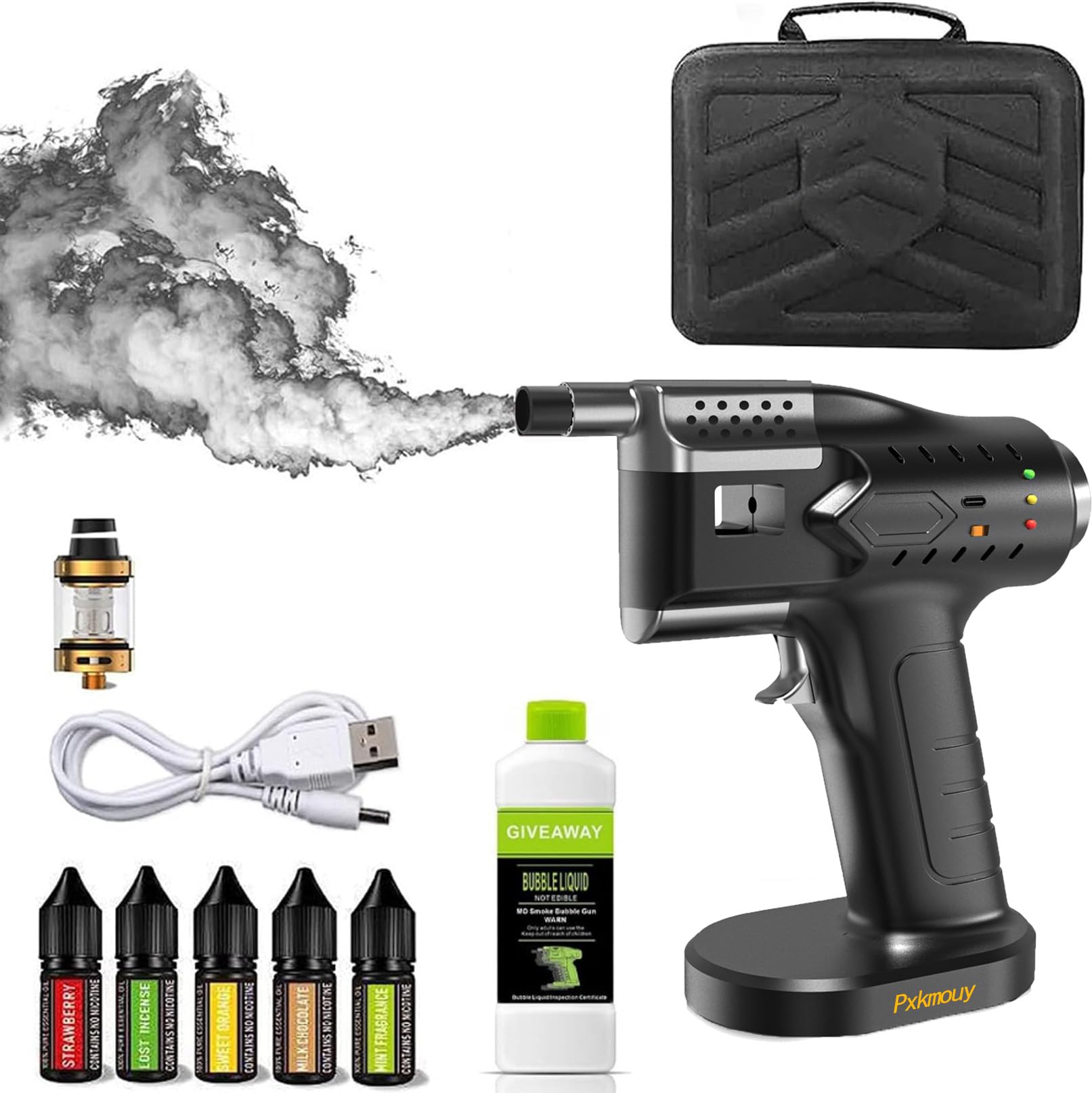 Pxkmouy（Accessori）Pistola Infusore di Fumo Alimentata Via USB, pistola handheld food smoking affumicatore cocktail pistola cocktail bolle di fumo pistola per cocktail bolle