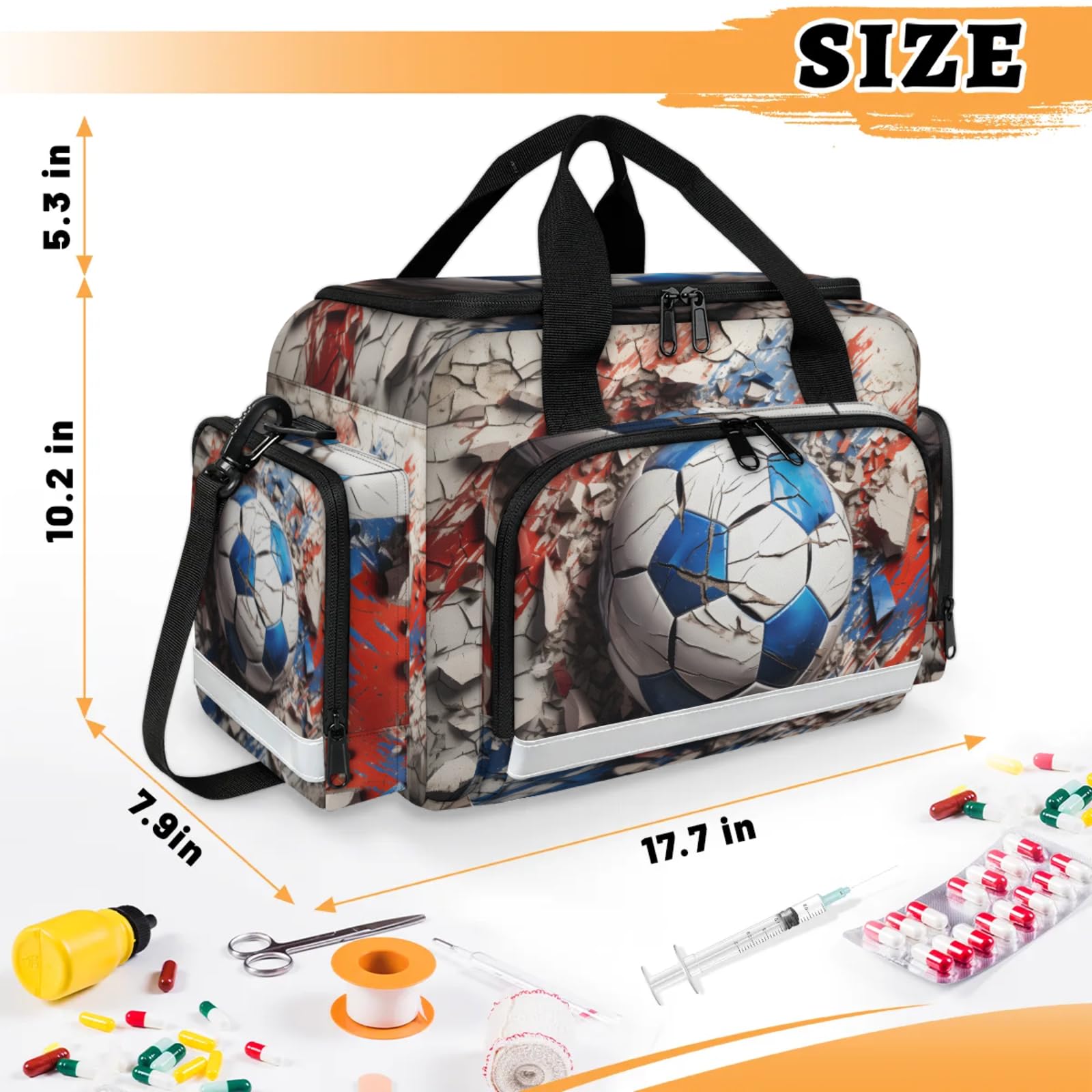 GzLeyigou First Aid Bags Empty, Wall Football Emergency Bag First Aid Kit Multiple Compartment Kit Carrier On Call Trauma Bag For Paramedics Emergency Medical Supplies Kit
