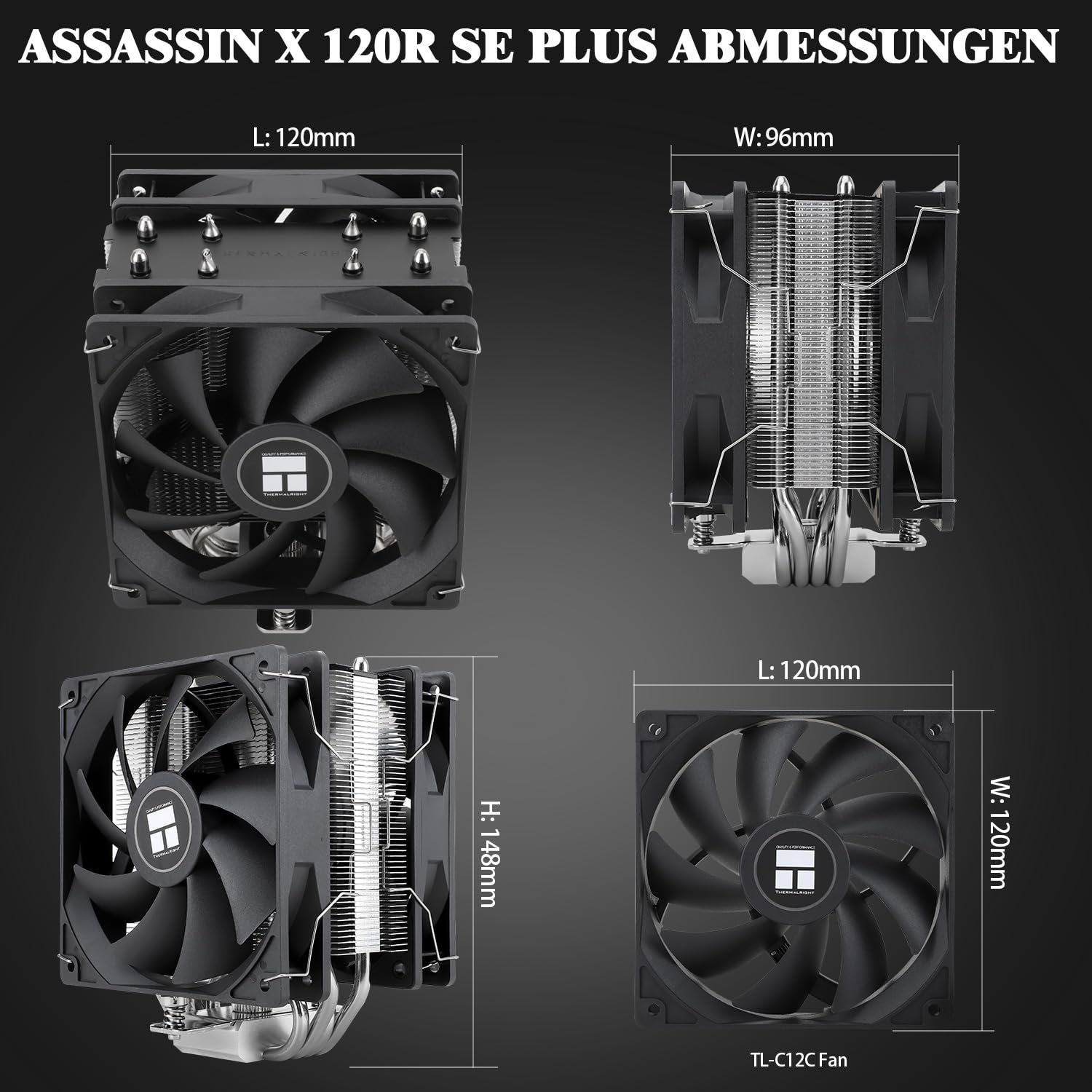 Thermalright Assassin X 120R SE PLUS Refroidisseur d’air pour processeur, caloducs 4 x 6 mm, silencieux, PWM 120 mm, avec roulement S-FDB, technologie AGHP, pour AMD AM4 AM5/Intel 1700/1150/1151/1200