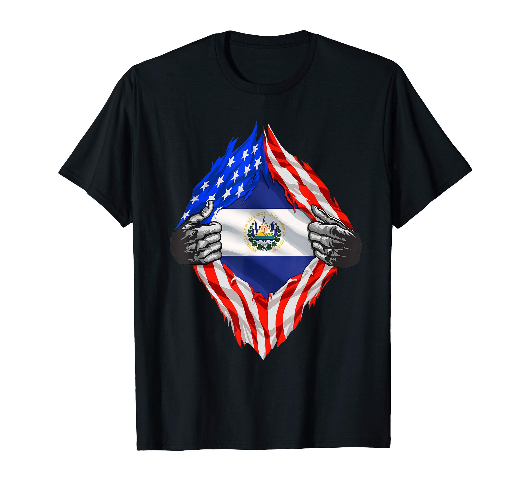 Wowsome!El Salvador Roots USA Flag Patriotic Salvadoran Heritage T-Shirt