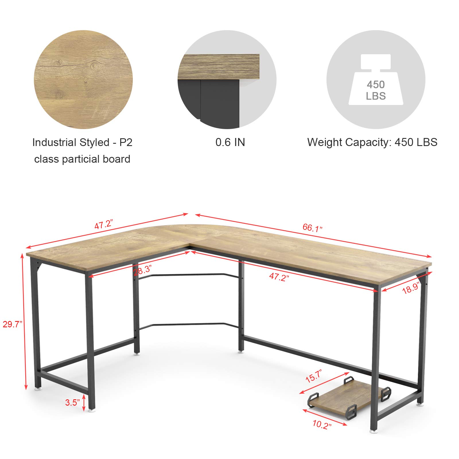 Buy Weehom L Shaped Desk With Monitor Stand Reversible Corner Computer