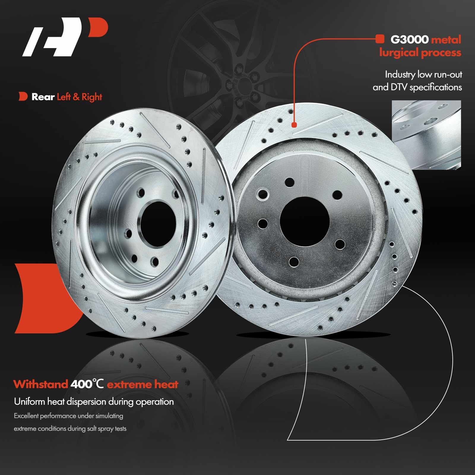 A-Premium 12.99 Inch (330mm) Front Vented Disc Brake Rotors Compatible ...