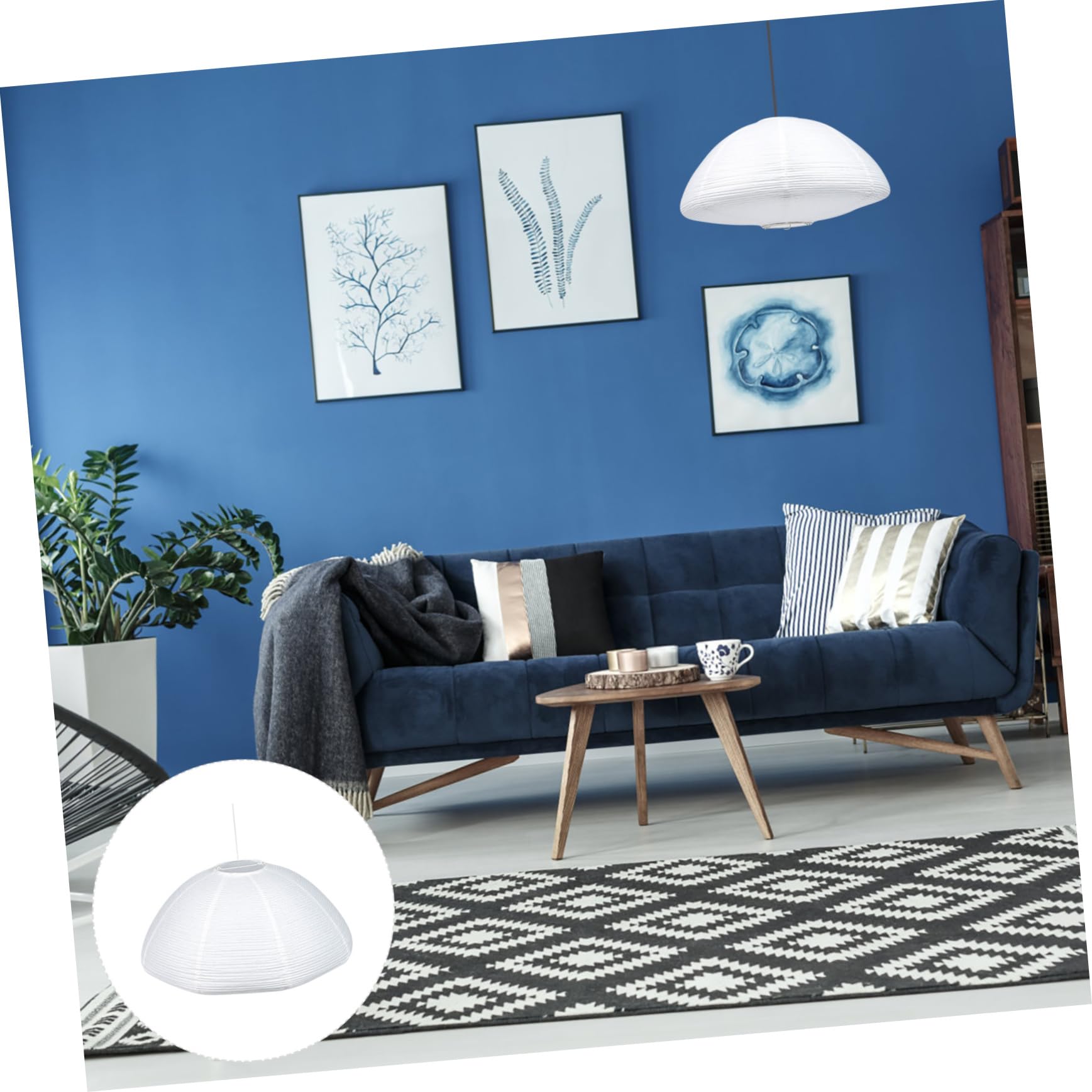 Paper Shades Hanging Paper Lamp Shade, White Mushroom Shaped Ceiling Light Protector Rice Paper Chinese Japanese Cover (White)