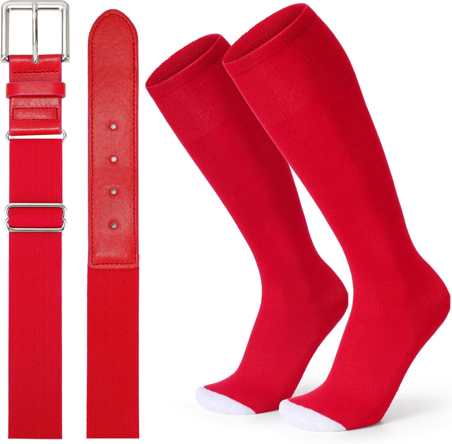 XZQTIVE Baseball Softball Socks and Baseball Softball Belt Combo Set Knee-High Soccer Socks for Kids Youth Adult